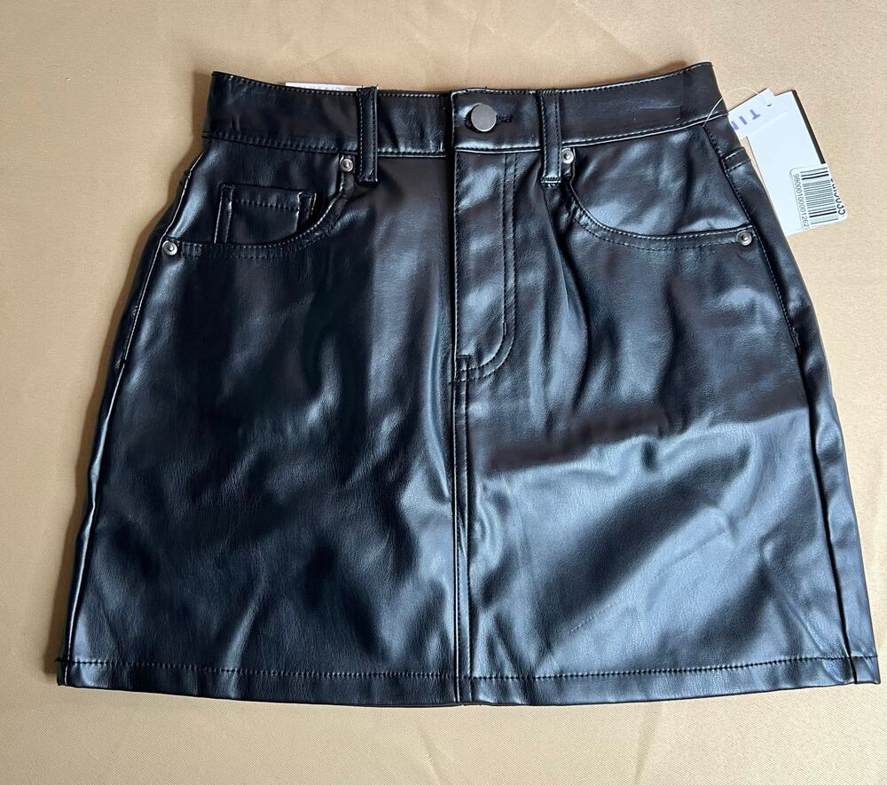 Tinseltown Faux Leather Black Mini Skirt 26 NWT